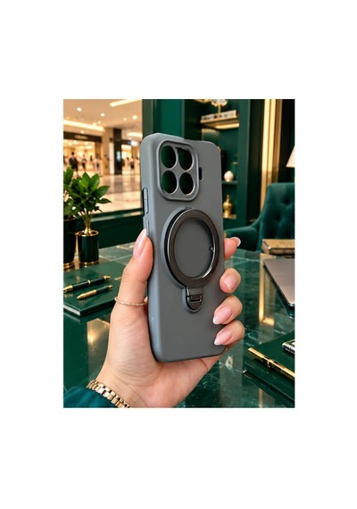 Mi 15 T Pro İle Uyumlu 360 Derece Dönebilen Kalın Metal Magsafe Halka Stantlı İçi Kadife Korumalı Ultra Lüx Premium Silikon Kılıf Gri Mi 15 T Pro İle Uyumlu 360 Derece Dönebilen Kalın Metal Magsafe Halka Stantlı İçi Kadife Korumalı Ultra Lüx Premium Silikon Kılıf Gri