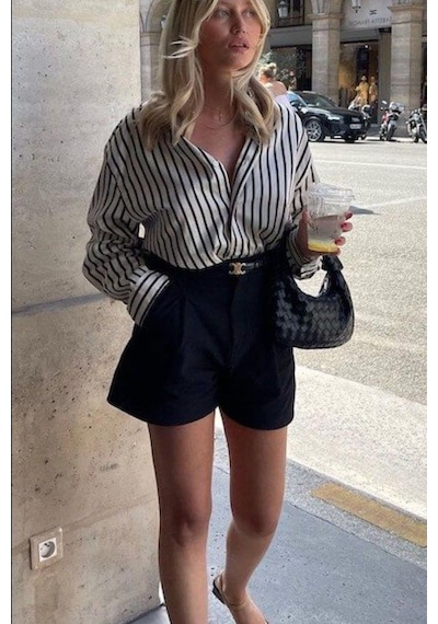Madmext Siyah Yüksek Bel Wed Leg Pileli Kadın Mini Şort Mg2537 Siyah