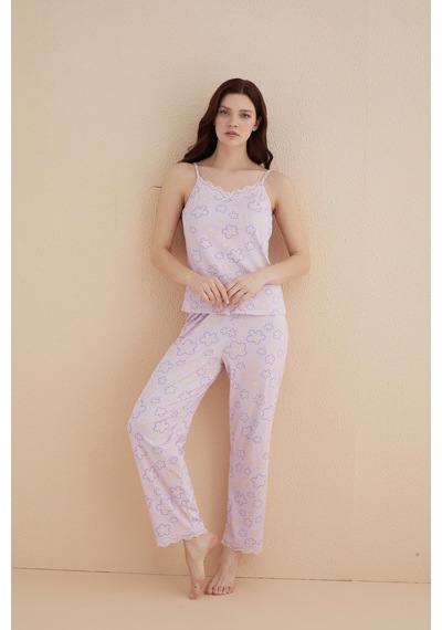 Pemilo Kadın 80115-51 İp Askılı Pijama Takımı Pembe