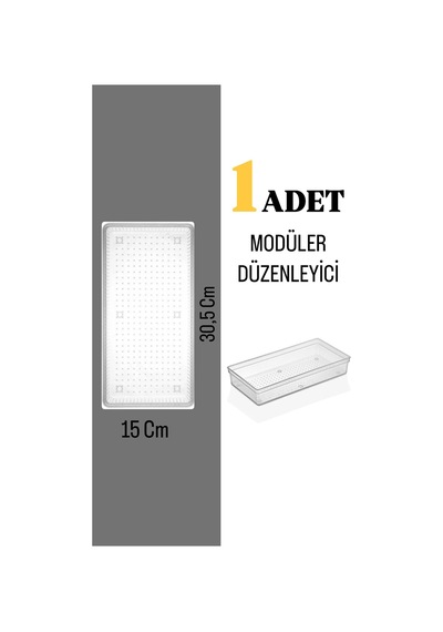 Xl Modüler Çekmece İçi Düzenleyici - Banyo Makyaj Takı Organizer Ofis Düzenleyici 30,5 X 15 Cm Plast Diğer