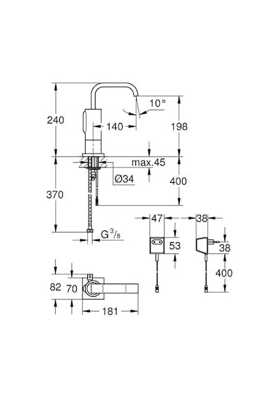 Grohe 36095000 Elektrikli Çift Su Girişli Fotoselli Lavabo Bataryası