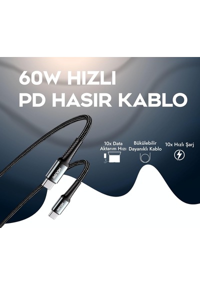 Pd Type-c Ultra Hızlı Kırılmaz Siyah Şarj Kablosu Belirtilmemiş
