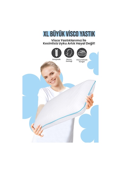 Viscofoam Xl Büyük Lüks Boyun Destekli Ortopedik Yastık Visco Yastık - 70x40x12cm