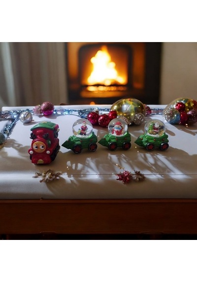 Vıl Deluxe Kalite Yılbaşı Treni Seti Sulu Küre Yılbaşı Noel Kar Küreli Tren Meery Chrıstmas Train