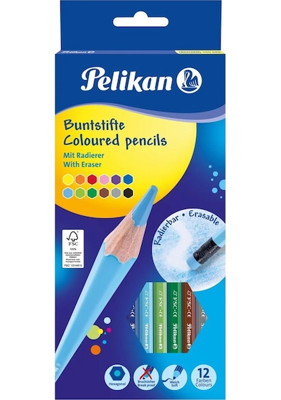 Pelikan Kuru Boya Kalemi Silgili 12 Li 700689