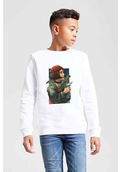 Tshirthane Leon Baskılı Unisex Çocuk Beyaz Sweatshirt (534758372) Beyaz