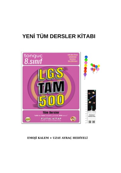 Tonguç Lgs Tam 500 Soru Bankası Yeni Ürün Emoji Kalem + Uzay Ayraç Hediyeli