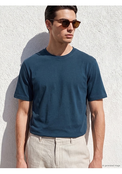 Lcwaıkıkı Classic Petrol %100 Pamuk Regular Fit Basic Tişört