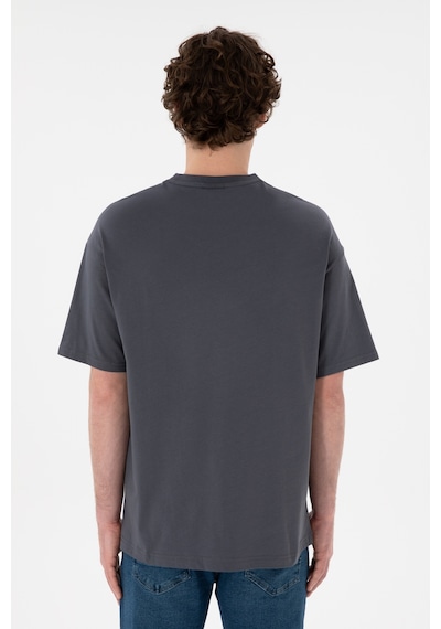 U.S. Polo Assn. Erkek Oversize Fit Bisiklet Yaka Antrasit Tişört 50305904-VR006