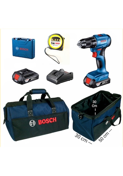 Bosch GSB 185 Li Darbeli Vidalama Çift Batarya + Çanta + Metre