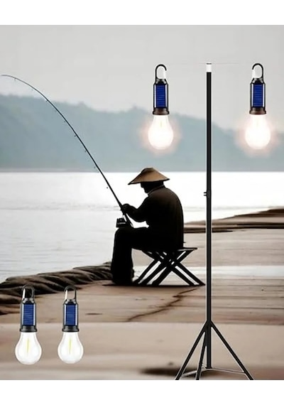 2 Lambalı Şarjlı Led Solar Işıldak, Su Geçirmez Tasarım Açık Lacivert