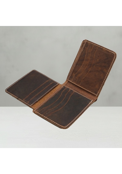 Luqa Leather Hakiki Deri El Yapımı Erkek Cüzdanı Minimalist Tasarım Kartlık Kahverengi Açık Kahverengi