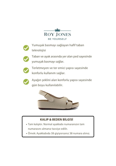 Roy Jones 1817 Ortopedik Cırtlı Topuklu Plaj Kadın Sandalet 167800000339 14 Bej Bej