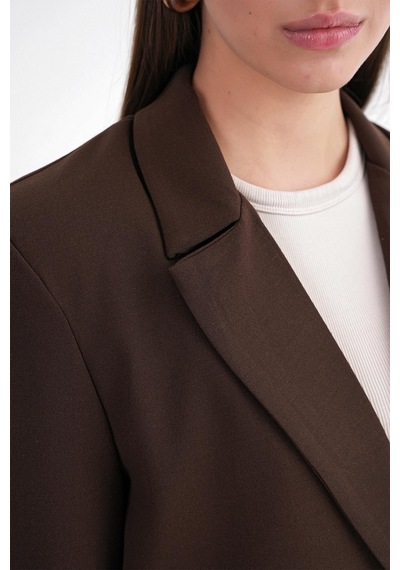 Mixray 4516 Kadın Bezayağı Blazer Ceket Kahve