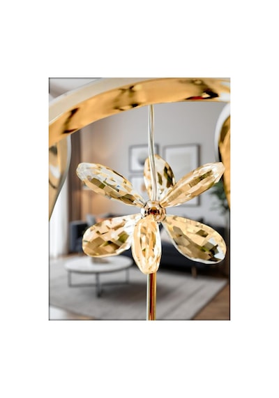 Damla Tek Toplu Taçlı Ledli Gold 3 Renk Ledli - Led Avize Aydınlatma Altın
