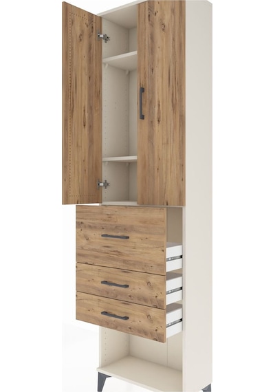 Arges Dolap 3 Raflı 3 Çekmeceli 2 Kapaklı 60x30x221 Aytaşı-çam Aytaşı