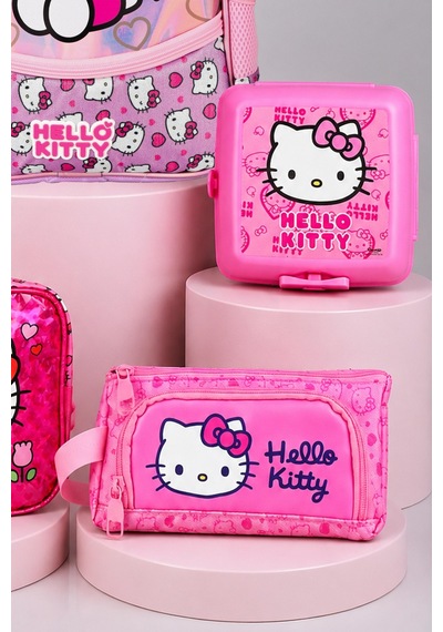 X Dekomus Lisanslı Hello Kitty Tek Bölmeli Küçük Boy Anaokul,kalem Ve Beslenme Çantası,beslenme Kabı,matara Seti Altın