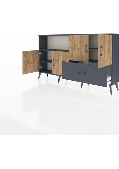 Arges Konsol 4 Raflı Tek Çekmeceli 4 Kapaklı 176x30x99 Antrasit-ç Antrasit-çam/antrasit Arges Konsol 4 Raflı Tek Çekmeceli 4 Kapaklı 176x30x99 Antrasit-ç Antrasit-çam/antrasit