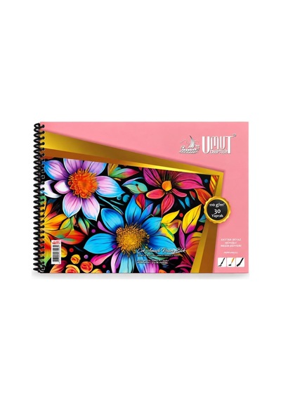 Umut U-deep 25x35 Spiralli Ekstra Beyaz Dokulu Resim Defteri Karton Kapak 30 Yp.