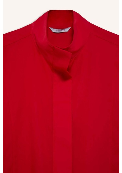 Defacto %100 Pamuk Regular Fıt Poplin Uzun Kollu Kırmızı Tunik H0675ax26sprd282 Kırmızı-rd282