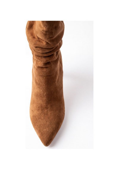 V.s.h Velvet Kama Kadın Süet Körüklü 7 Cm Topuklu Taba Yarım Çizme -2563