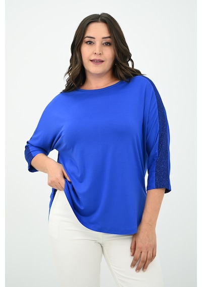 Kadın Büyük Beden Kolları Sim Detaylı Bluz 1855 001