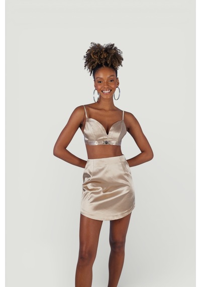 Holly Lolly Askılı Crop Saten Fancy Büstiyer Bej