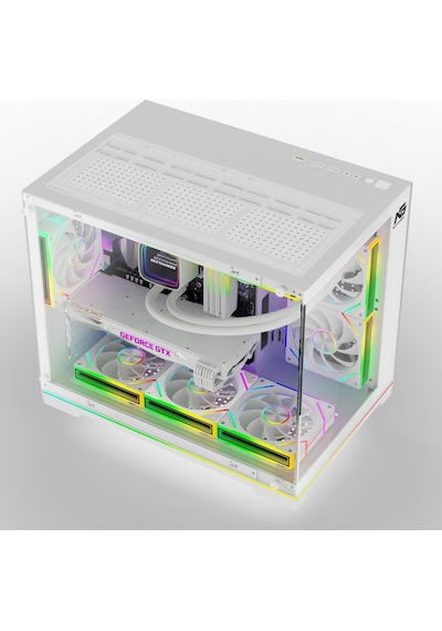 Orion Neon 6x Argb Fan Kumanda Ve Kontrolcü Micro Atx Boş Bilgisayar Kasası Beyaz