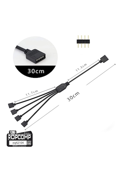 Ropcomp Pc Kasa Ve Led Aydınlatma İçin 4 Çıkışlı 4-pin Rgb Splitter 30 Cm