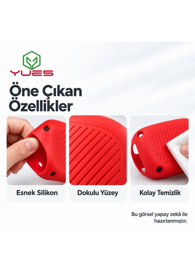 Yues Meta Oculus Quest 2 Uyumlu Silikon Koruyucu Kılıf Kırmızı