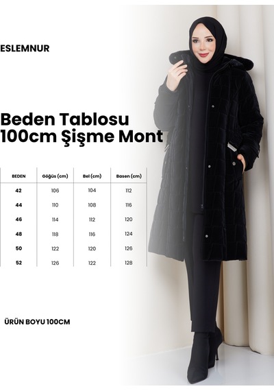 Eslemnur Nova Kumaş Şişme Mont 100cm Füme