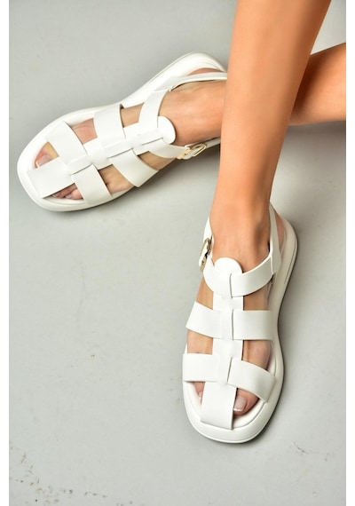Fox Shoes S518106009 Beyaz Kadın Sandalet Beyaz