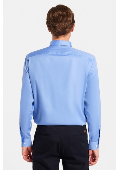 Tudors Erkek Slim Fit Non-ıron Pamuklu Doğa Dostu Ekoteks Belgeli Ütü Gerektirmez Mavi Gömlek-32994 Mavi
