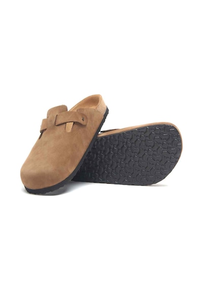 Comfortfusse Capri - Erkek Ortopedik Hakiki Deri Sabo Terlik Kum Nubuk Deri