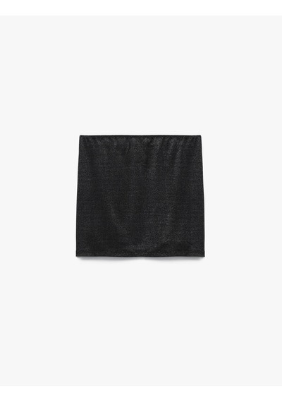 Koton Slim Fit Simli Aksesuarlı Pencere Detaylı Mini Pareo Etek Siyah 5sak70001mk