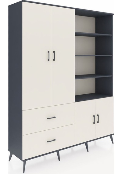 Hyperion Gardrop 7 Raflı 2 Çekmeceli Tek Askılı 176x44x221 Antrasit-aytaşı Aytaşı Hyperion Gardrop 7 Raflı 2 Çekmeceli Tek Askılı 176x44x221 Antrasit-aytaşı Aytaşı