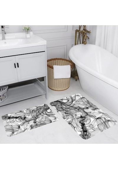 Eliana Home Dijital Baskılı 2'li Banyo Paspas Takımı Lna5151 Siyah
