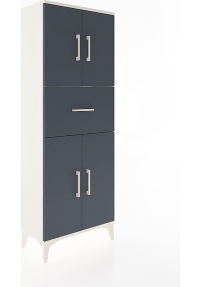 Arges Dolap 2 Raflı Tek Çekmeceli 4 Kapaklı 60x30x163 Aytaşı-antrasit Aytası