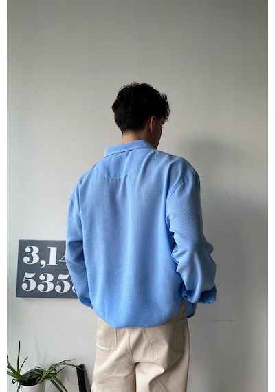 Chill Cozy Relax Fit Mavi Gömlek-açık Mavi Açık Mavi