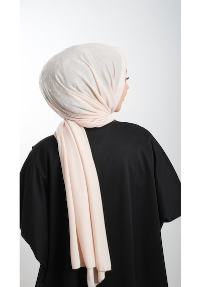 Hürrem Bone Bej Pratik Hazır Geçmeli Tesettür Şal Örme Kumaş Sade 2118_12