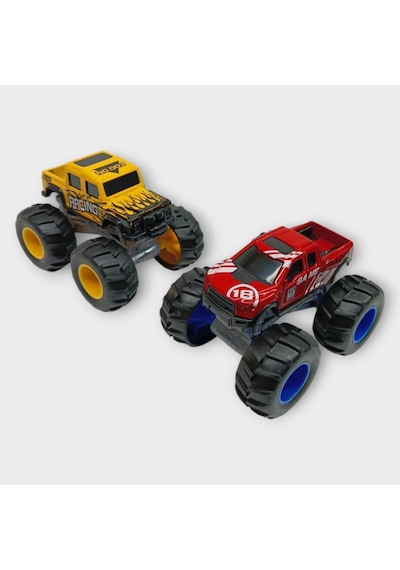 Mini Off-road Araçlar 2'li - Sarı Kırmızı Çok Renkli