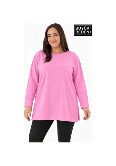 Süperlife Kadın Tunik Büyük Beden İnce Sweatshırt Spr26btk990 Pınk