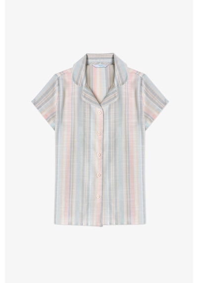 Penti Kırık Beyaz Kız Çocuk Stripes Düğmeli Gömlek Pijama Takımı