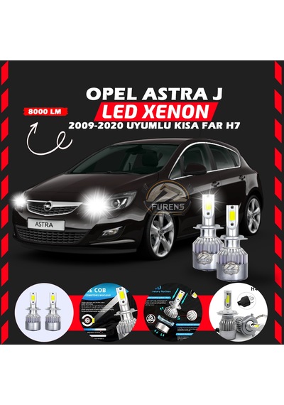 Opel Astra J 2009-2020 Kısa Far Uyumlu Şimşek Etkilii Led Xenon Performance Series H7
