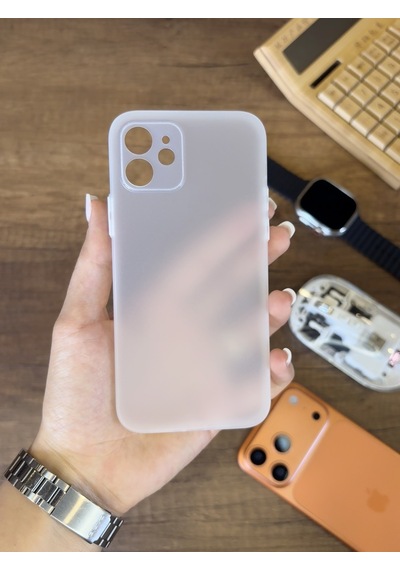 İphone 12 Uyumlu Süper İnce Mat Ultra Thin Silikon Kılıf Beyaz