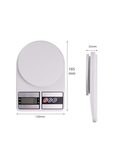 Dijital Mutfak Terazisi, 10kg Kapasite, Lcd Ekran, 130x185x35mm, Beyaz Açık Bej