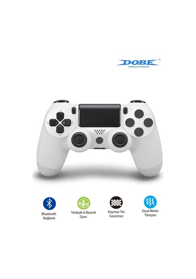 Ps4-pc-android Box-android-Apple Uyumlu iOS Telefon Tablet Titreşimli Bluetooth Oyun Kolu Beyaz