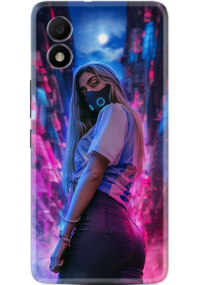 TCL 303 Kılıf Silikon Desen Özel Seri Mask Girl 1659