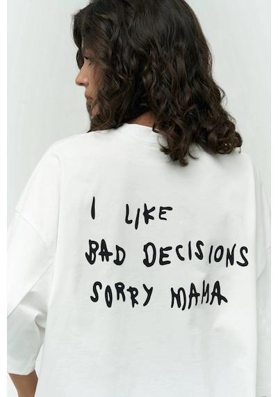 Tarzsokak I Like Mama Beyaz Oversize