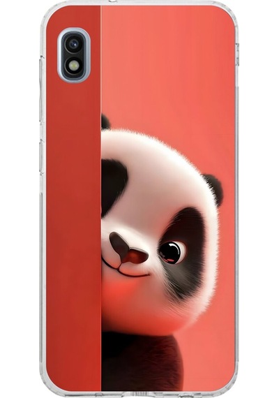 Samsung Galaxy A10 Uyumlu Şeffaf Kılıf 4 Peluş Panda Tasarımlı